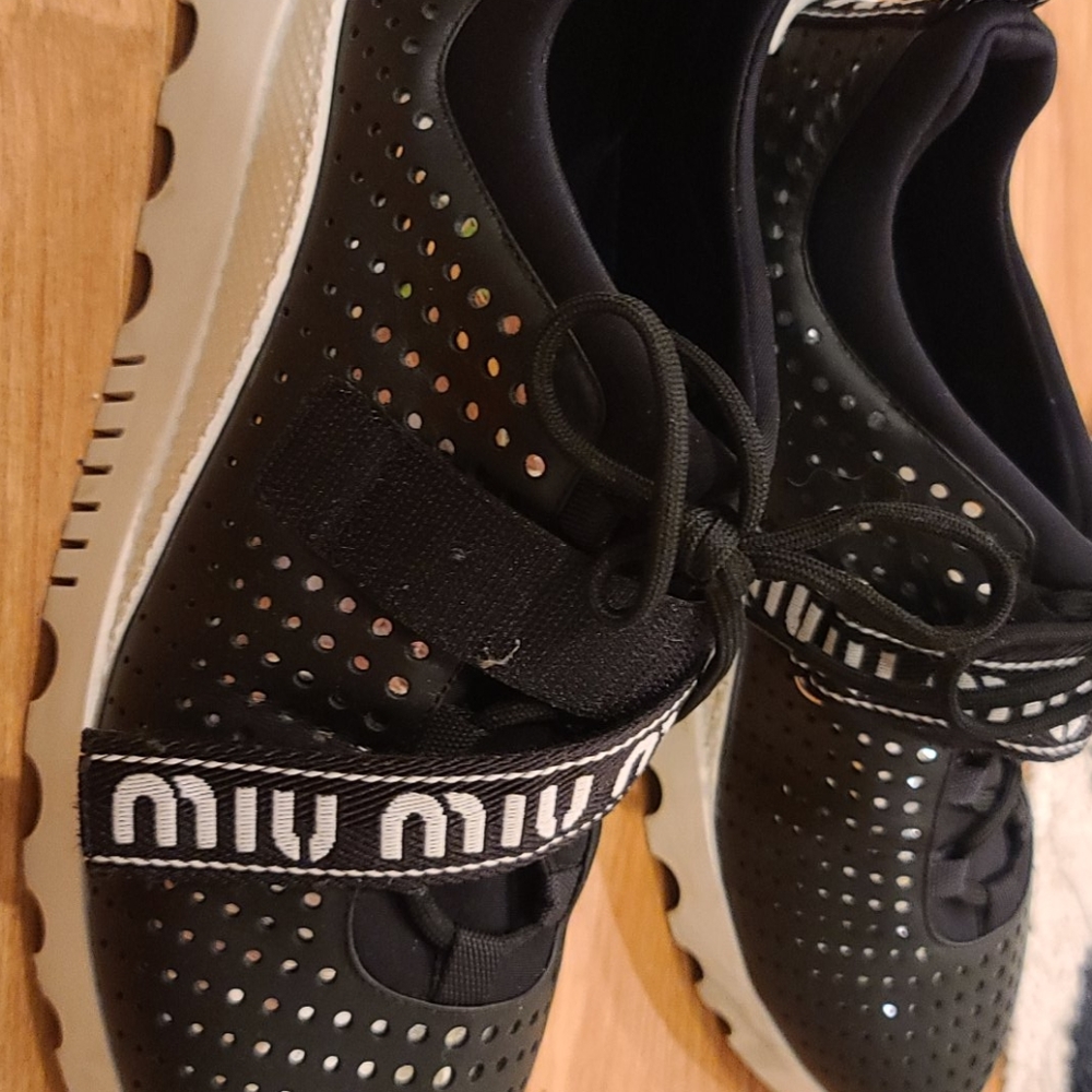 Miumiu dressy mesh glitter sneakers size 39